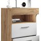 VCM NORDIC Slepal L nattbord, m. 1 rom, 2 skuffer - hvitt og naturlig tre (45x39)