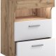 VCM NORDIC Slepal L nattbord, m. 1 rom, 2 skuffer - hvitt og naturlig tre (45x39)