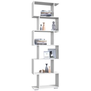 VCM NORDIC Palusa L reol, m. 6 rum - hvid tr(H:196,1cm x60cm x 23,8cm)