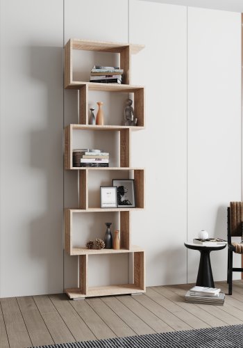 VCM NORDIC Palusa L reol, m. 6 rom - naturlig tre (H: 196,1 cm x 60 cm x 23,8 cm)