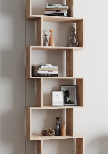 VCM NORDIC Palusa L reol, m. 6 rom - naturlig tre (H: 196,1 cm x 60 cm x 23,8 cm)