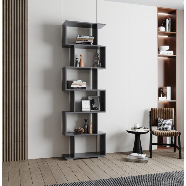 Palusa L reol, m. 6 rum antracitgr tr