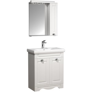 VCM NORDIC Casalo L 3-delat handfat, m. spegelskp, keramiskt handfat, 3 dörrar - vit melamin