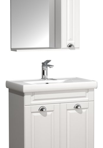 VCM NORDIC Casalo L 3-teilige Spüle, mit Spiegelschrank, Keramikwaschbecken, 3 Türen - Melamin weiß