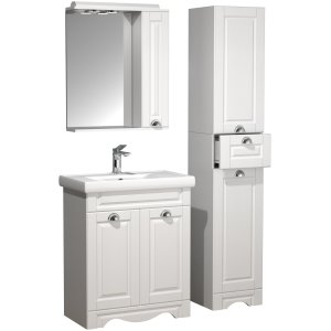 VCM NORDIC Casalo L 4-delat tvättställ, m. spegelskp, handfat, 2 skp - vit melamin