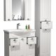 VCM NORDIC Casalo XL 4-teilig Waschbecken, m. Spiegelschrank, Waschtisch, 2 Schränke - Melamin weiß