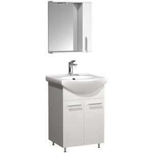 VCM NORDIC Lisalo M 3-delat tvättställ, m. spegelskp, keramiskt tvättställ, 3 dörrar - vit melamin