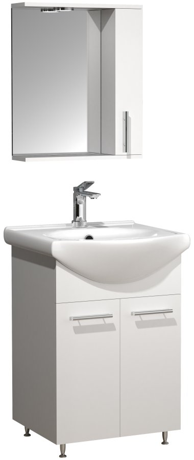 VCM NORDIC Lisalo M 3-teilige Spüle, mit Spiegelschrank, Keramikwaschbecken, 3 Türen - Melamin weiß