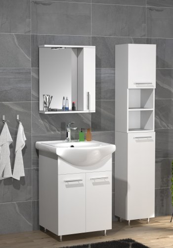 VCM NORDIC Lisalo M 4-delt servant, m. speilskap, vask, 2 skap - hvit melamin
