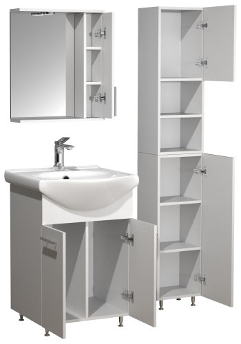 VCM NORDIC Lisalo M 4-delt servant, m. speilskap, vask, 2 skap - hvit melamin