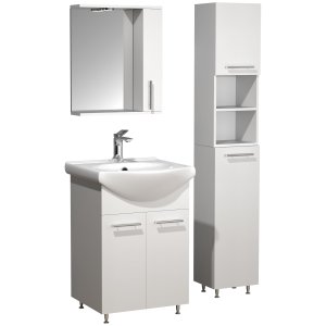 VCM NORDIC Lisalo M 4-delat tvättställ, m. spegelskp, handfat, 2 skp - vit melamin