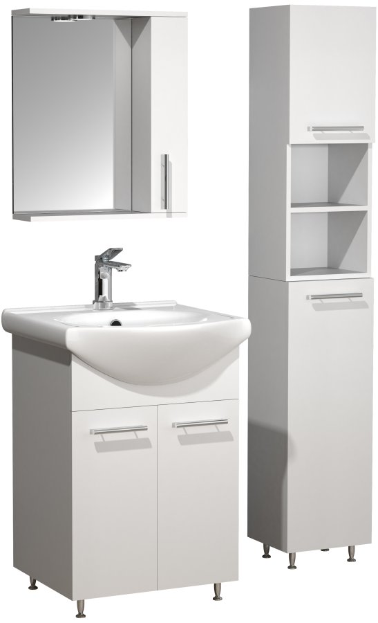 VCM NORDIC Lisalo M 4-delt servant, m. speilskap, vask, 2 skap - hvit melamin