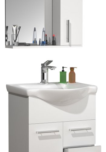 VCM NORDIC Lisalo L 3-delt servant, m. speilskap, keramisk servant, 3 drer - hvit melamin