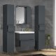 VCM NORDIC Silora L 5-delt servant, m. speilskap, vask, 3 skap - antrasittgr melamin
