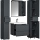 VCM NORDIC Silora L 5-delt servant, m. speilskap, vask, 3 skap - antrasittgr melamin