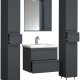 VCM NORDIC Silora L 5-delt servant, m. speilskap, vask, 3 skap - antrasittgr melamin