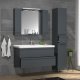 VCM NORDIC Silora XL 4-delt servant, m. speilskap, vask, 2 skap - antrasittgr melamin