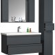 VCM NORDIC Silora XL 4-delt servant, m. speilskap, vask, 2 skap - antrasittgr melamin