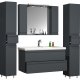 VCM NORDIC Silora XL 5-delt servant, m. speilskap, vask, 3 skap - antrasittgr melamin