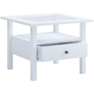 VCM NORDIC Lingis M soffbord, w. 1 lda - glas och vitt trä (53,5x53,5)