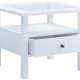 VCM NORDIC Lingis M Couchtisch, m. 1 Schublade - Glas und weißes Holz (53,5x53,5)