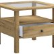 VCM NORDIC Lingis M Couchtisch, m. 1 Schublade - Glas und Naturholz (53,5x53,5)