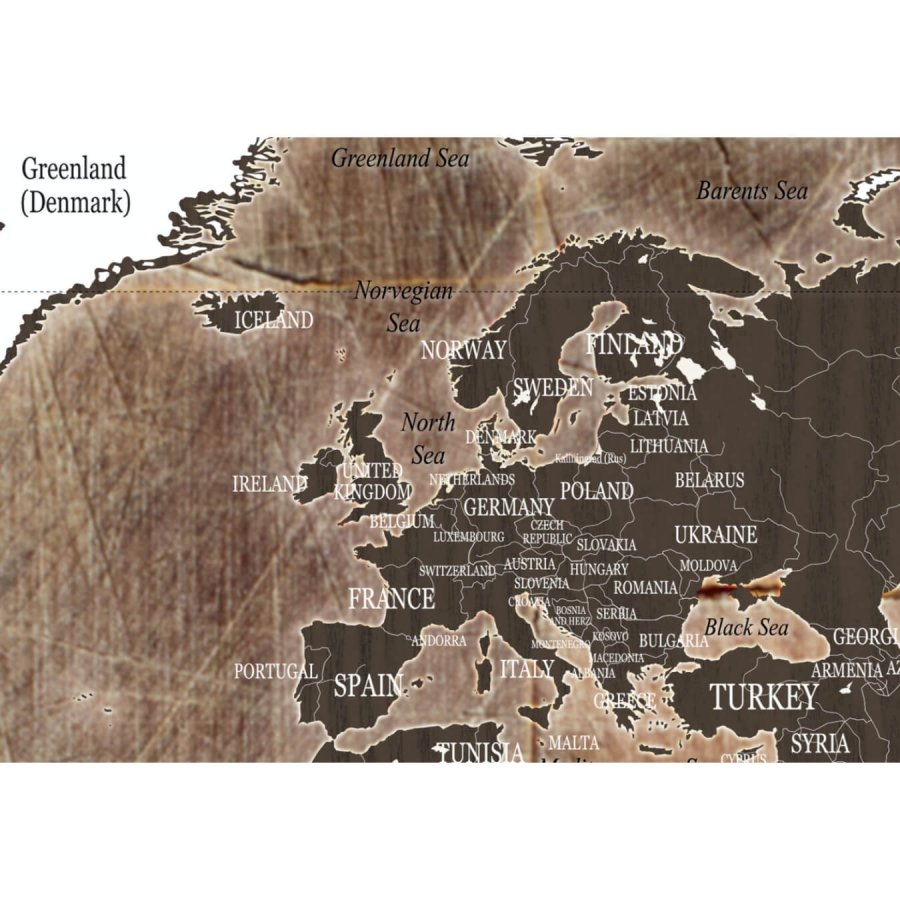 ARTGEIST Wooden Mosaic - Verdenskort p� tr�-mosaik trykt p� l�rred - Flere st�rrelser