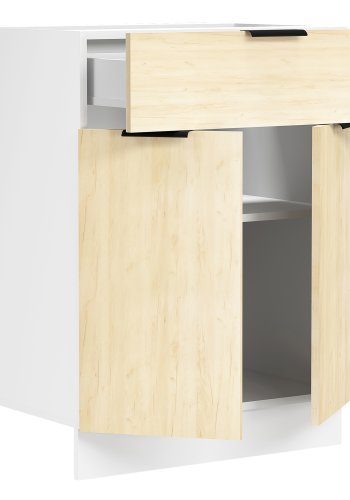 VCM NORDIC Fasola Küchenunterschrank, m. 2 Türen, 1 Schublade, 1 Einlegeboden - Holz natur/weiß (B:60)