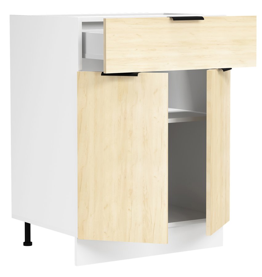 VCM NORDIC Fasola Küchenunterschrank, m. 2 Türen, 1 Schublade, 1 Einlegeboden - Holz natur/weiß (B:60)