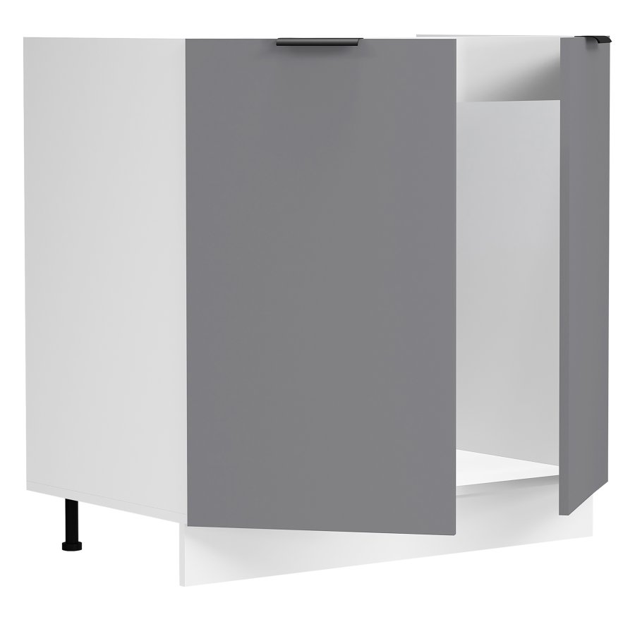 VCM NORDIC Fasola Küchenunterschrank für Spüle, m. 2 Türen - Holz anthrazitgrau/weiß (B:80)
