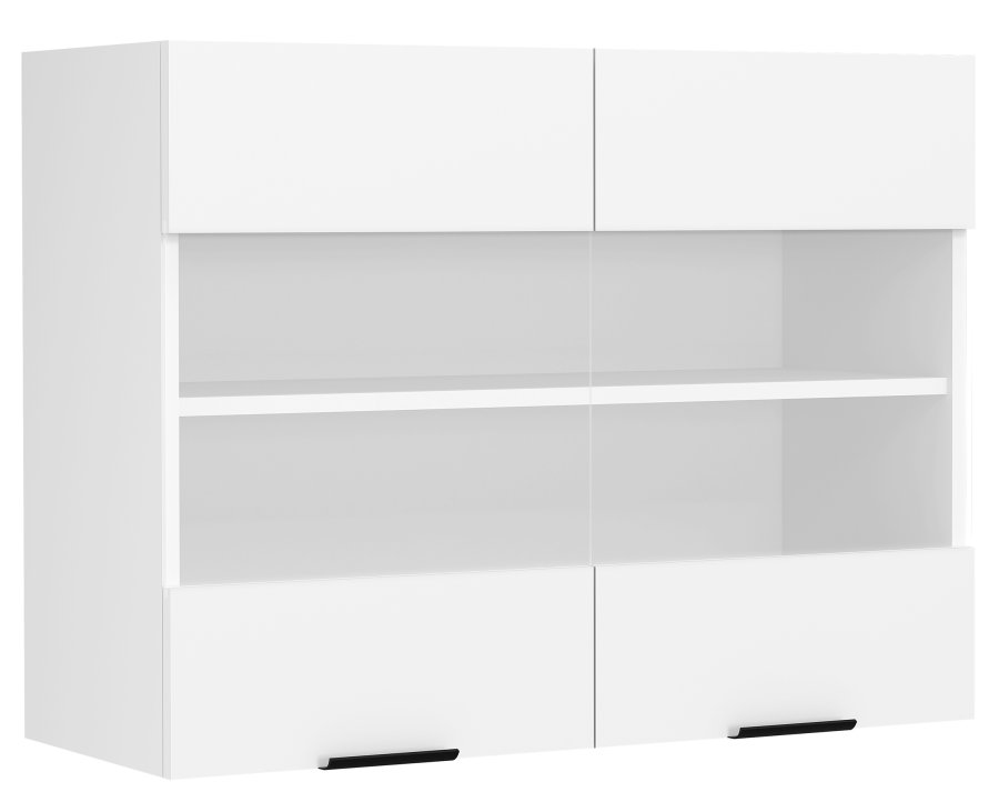 VCM NORDIC Fasola Küchen-Hängeschrank, m. 2 Glastüren und 1 Einlegeboden - Holz weiß (B:80)