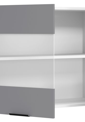 VCM NORDIC Fasola kjkken overskap, m. 2 glassdrer og 1 hylle - antrasittgr/hvit tre (B:80)