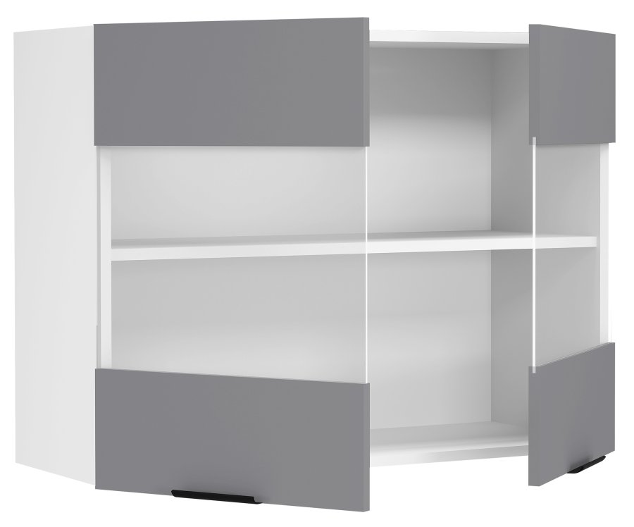 VCM NORDIC Fasola kjkken overskap, m. 2 glassdrer og 1 hylle - antrasittgr/hvit tre (B:80)