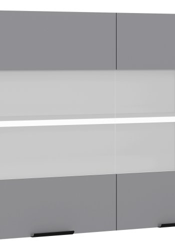 VCM NORDIC Fasola kjkken overskap, m. 2 glassdrer og 1 hylle - antrasittgr/hvit tre (B:80)