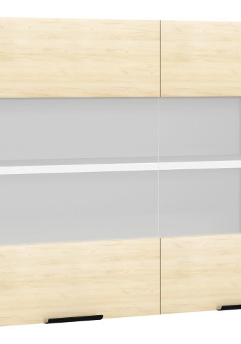 VCM NORDIC Fasola Küchen-Hängeschrank, m. 2 Glastüren und 1 Einlegeboden - Holz natur/weiß (B:80)