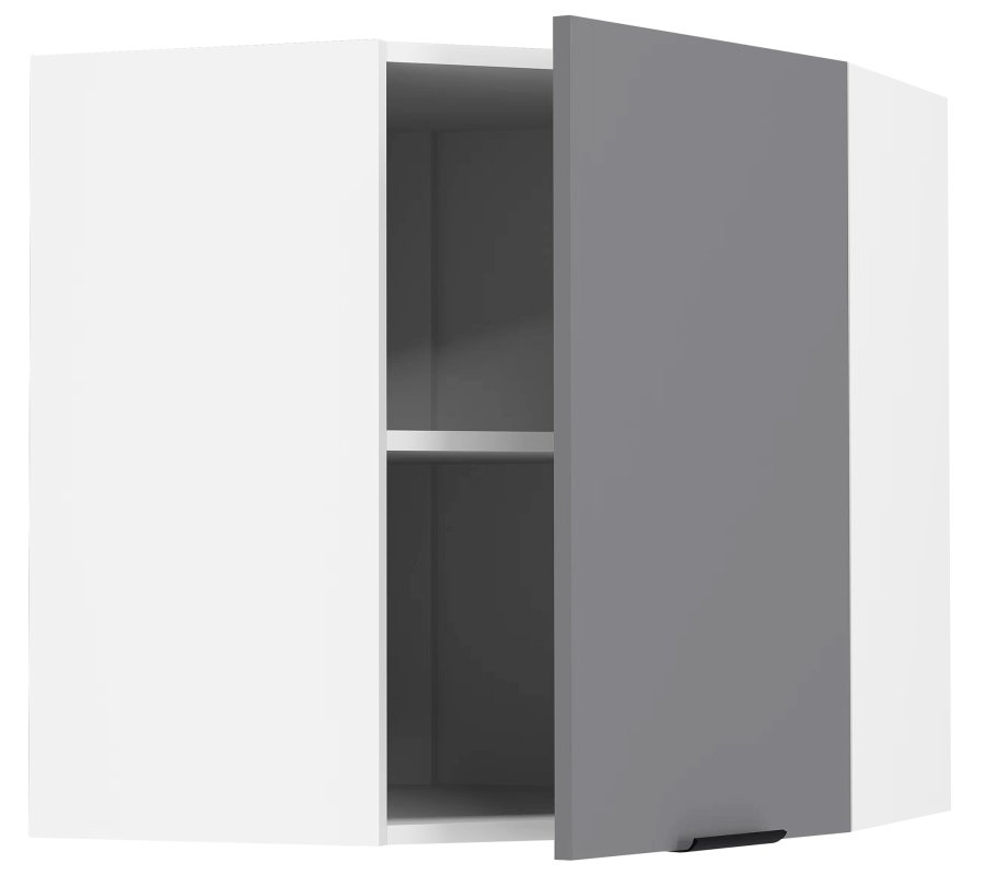 VCM NORDIC Fasola Küchen-Eckwandschrank, m. 1 Tür und 1 Einlegeboden - Anthrazitgrau/Weiß Holz (B:57)