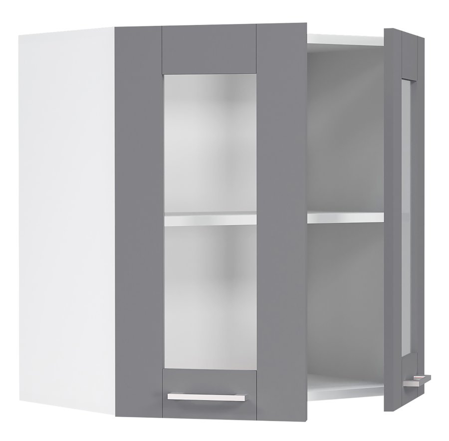 VCM NORDIC Colura Küchen-Hängeschrank, m. 2 Glastüren, 1 Einlegeboden - Holz anthrazitgrau/weiß (B:80)