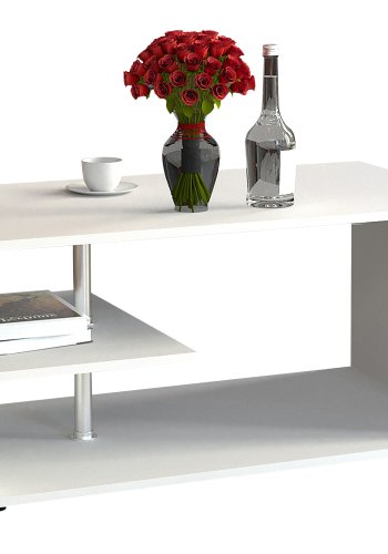 VCM NORDIC Maliso M Couchtisch, m. 1 Ablage - weißes Holz (91x53)