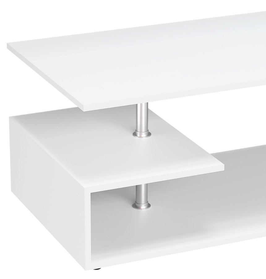 VCM NORDIC Maliso M Couchtisch, m. 1 Ablage - weißes Holz (91x53)