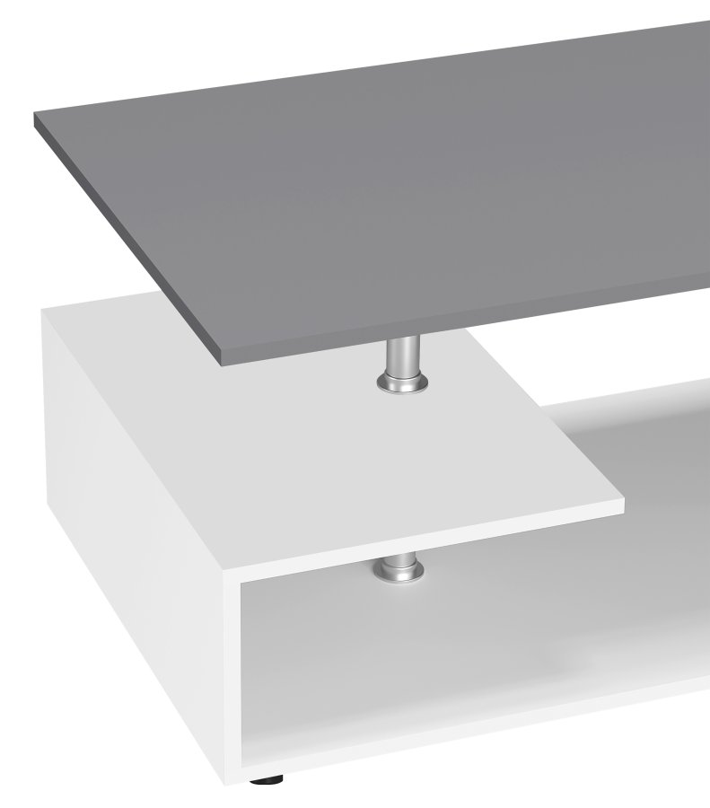 VCM NORDIC Maliso M Couchtisch, m. 1 Ablage - Anthrazitgrau/Weiß Holz (91x53)