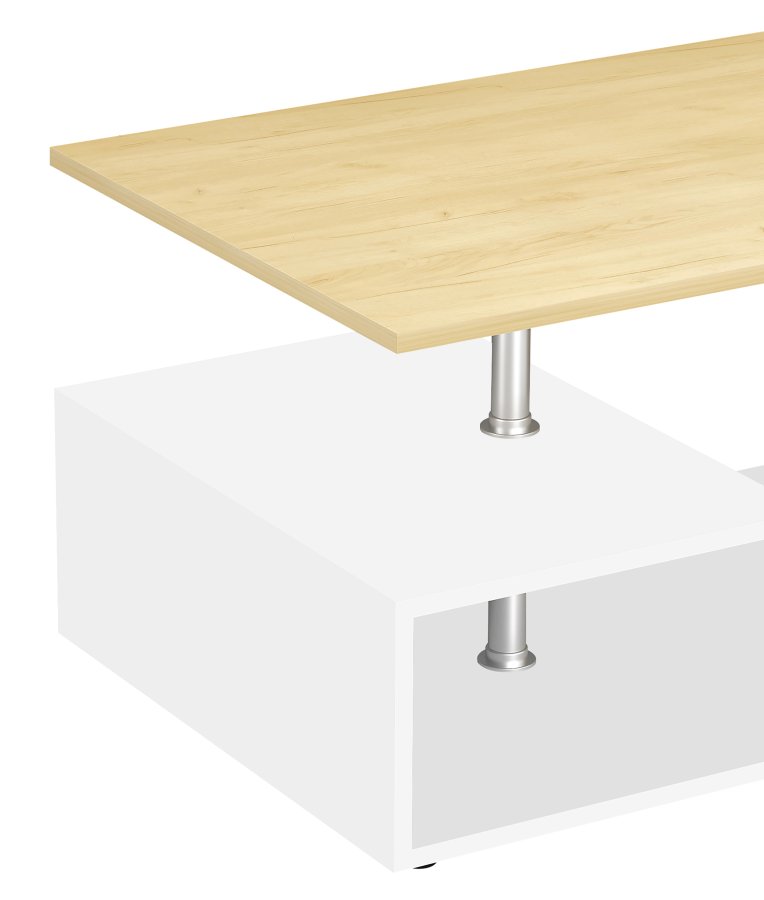 VCM NORDIC Maliso M Couchtisch, m. 1 Ablage - Holz natur/weiß (91x53)