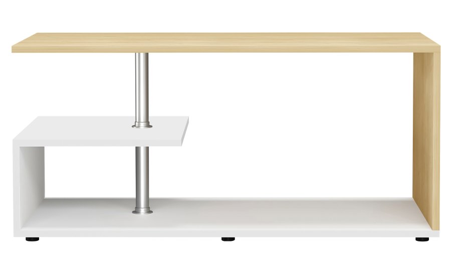 VCM NORDIC Maliso M Couchtisch, m. 1 Ablage - Holz natur/weiß (91x53)