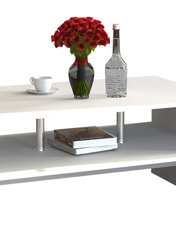 VCM NORDIC Maliso L Couchtisch, m. 1 Ablage - Holz weiß (90x60)