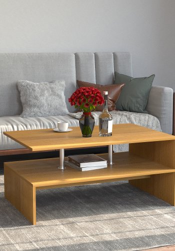 VCM NORDIC Maliso L Couchtisch, m. 1 Ablage - Naturholz (90x60)