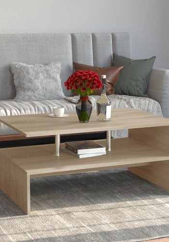 VCM NORDIC Maliso L Couchtisch, m. 1 Ablage - Naturholz (90x60)