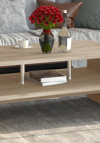 VCM NORDIC Maliso L Couchtisch, m. 1 Ablage - Naturholz (90x60)