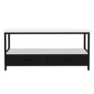 VCM NORDIC Flonila soffbord, w. 1 ppet fack och 2 tygldor - vitt tr och metall (100x50)