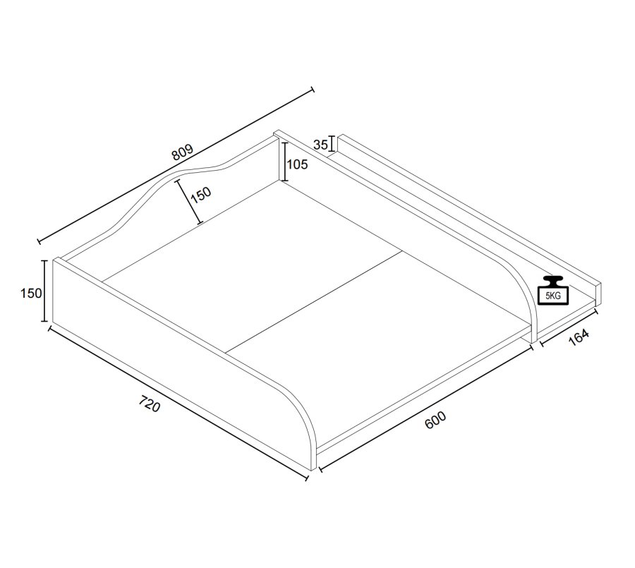 VCM NORDIC Malira L stellebord - hvitt tre (81x72)