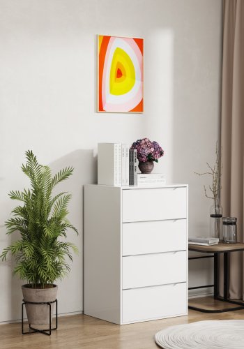 VCM NORDIC Malira XL Kommode, m. 4 Schubladen - Holz wei