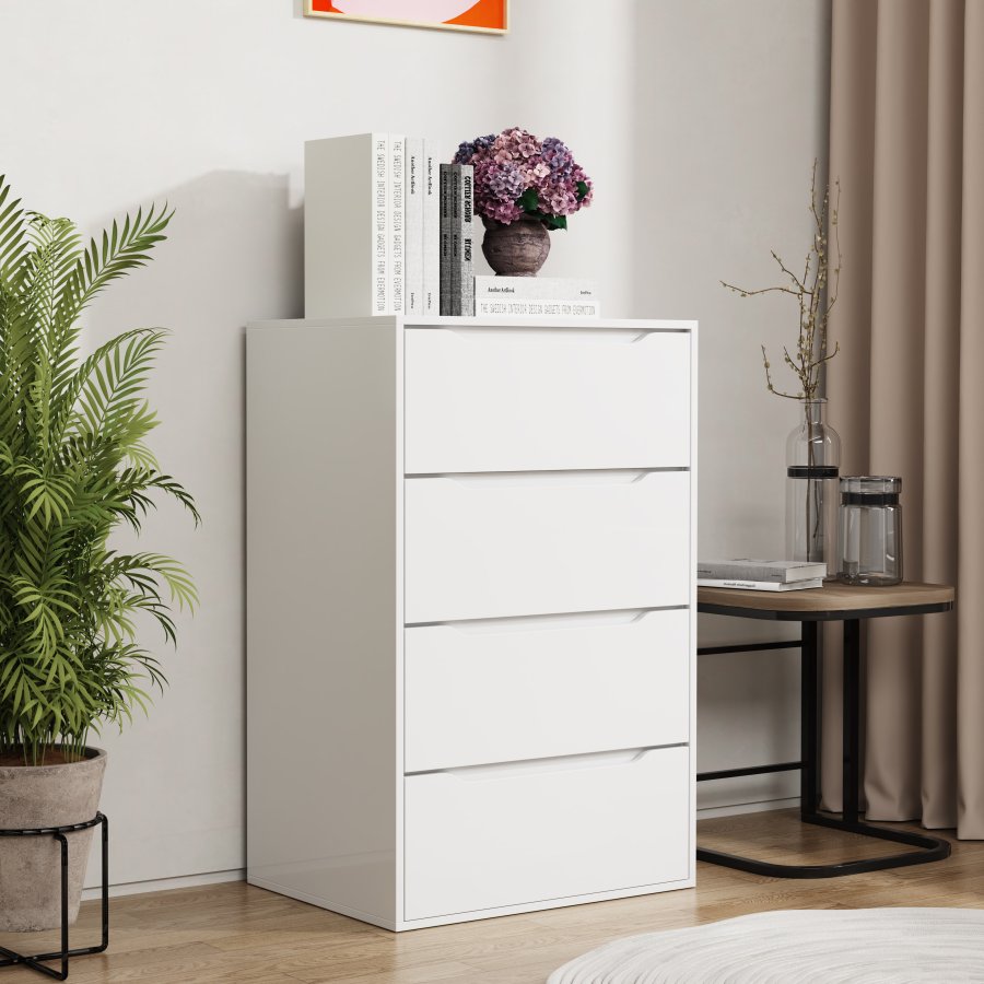 VCM NORDIC Malira XL Kommode, m. 4 Schubladen - Holz wei